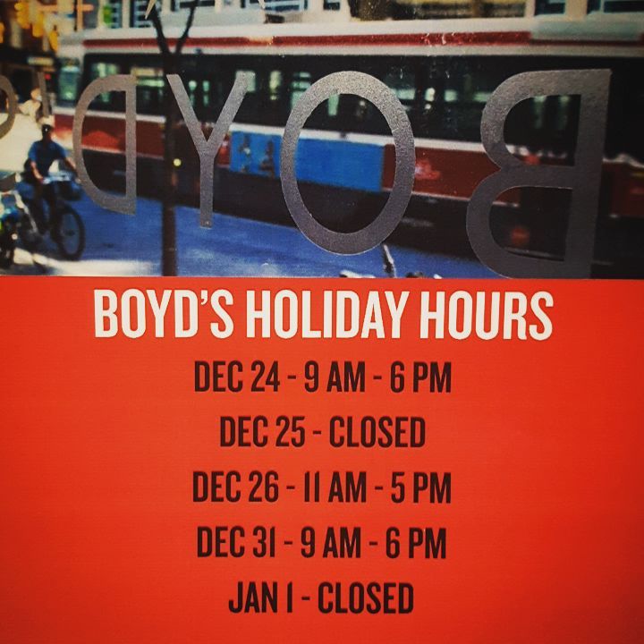 Happy holidays! We're open, mostly.  Come on in for a Christmas cut! #haircut #toronto #yongestreet #barbernation #barber #manbun #hotshave